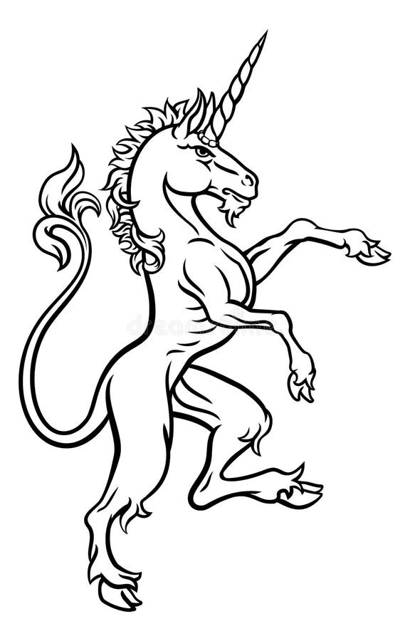 Unicorn Rampant Heraldic Crest Coat of Arms Stock Vector - Illustration ...