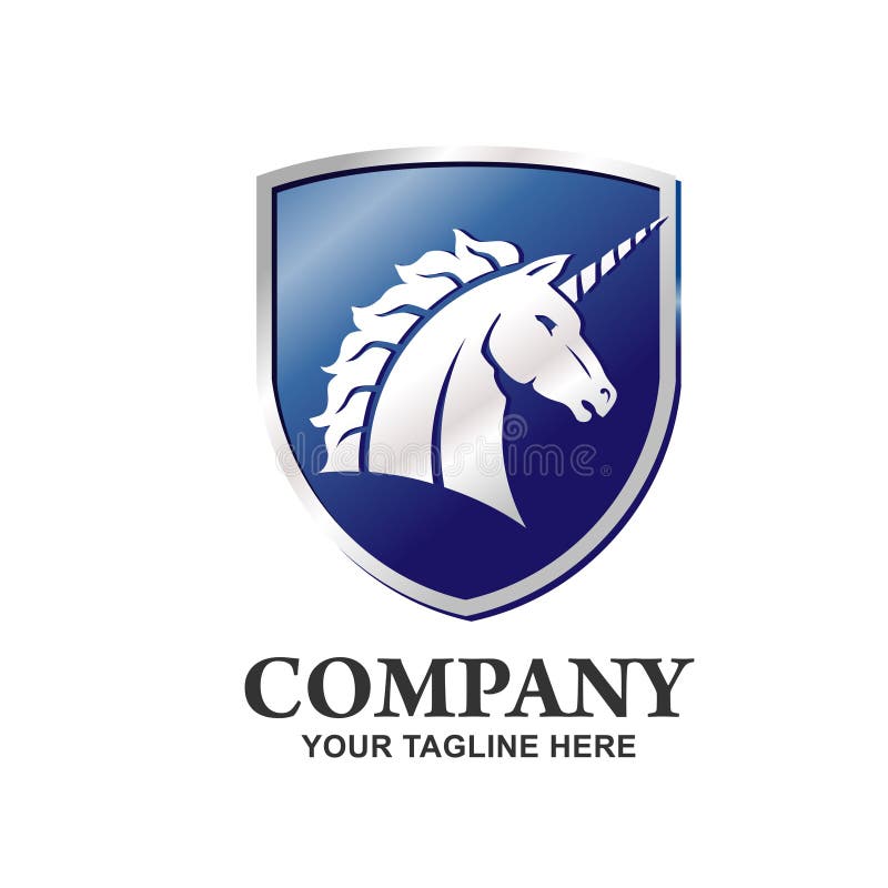 Unicorn shield Vector Logo vector illustration