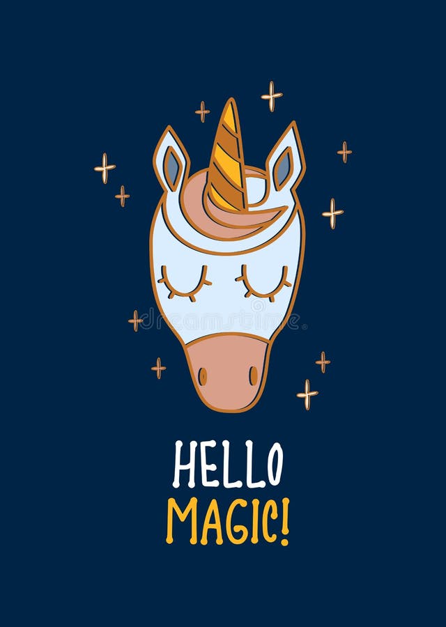 Unicorn Template Poster, Card, Flyer. Hello Magic Lettering. Cute Cartoon  Vector Illustration. Birthday Baby Shower Party Stock Vector - Illustration  of greeting, element: 215123834