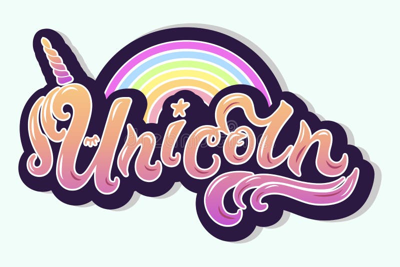 Unicorn Text As Logotype, Badge, Patch and Icon on White Background
