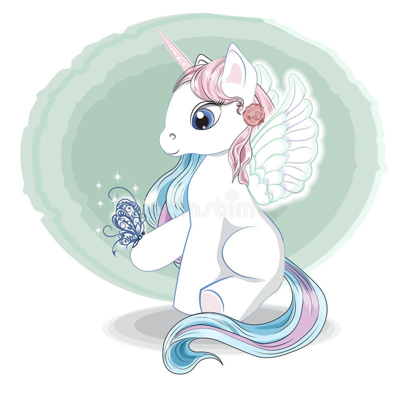 how to draw a cute unicorn with wings