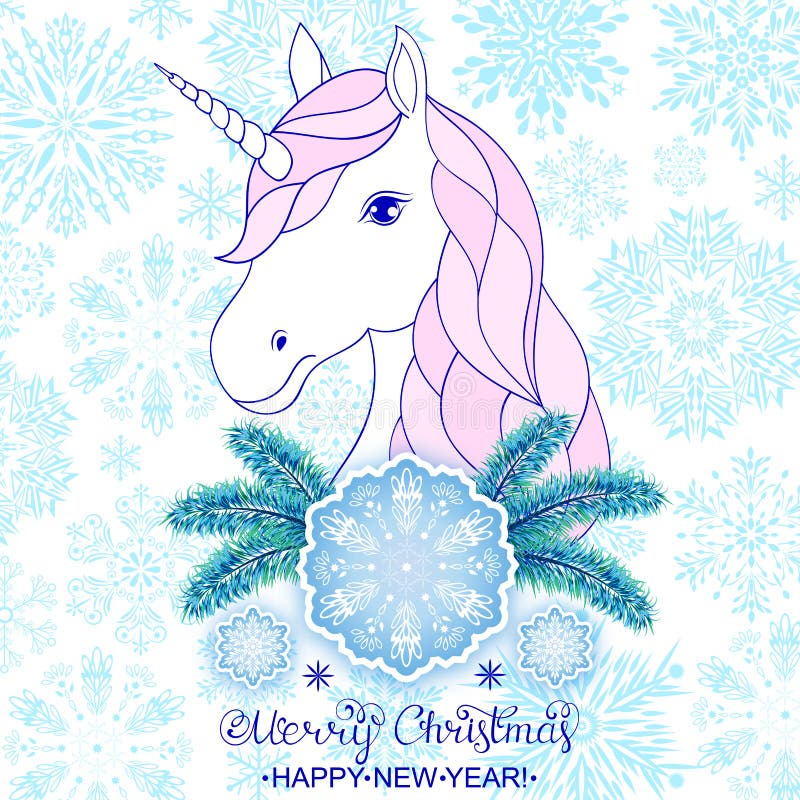 Unicornio con el copo de nieve grande libre illustration Unicornio con el copo de nieve grande libre illustration