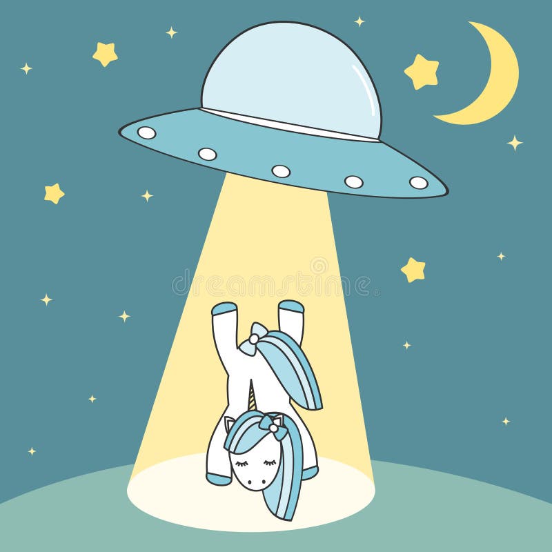 Unicorno rapito tramite l'illustrazione sveglia del fumetto del UFO royalty illustrazione gratis Unicorno rapito tramite l'illustrazione sveglia del fumetto del UFO royalty illustrazione gratis