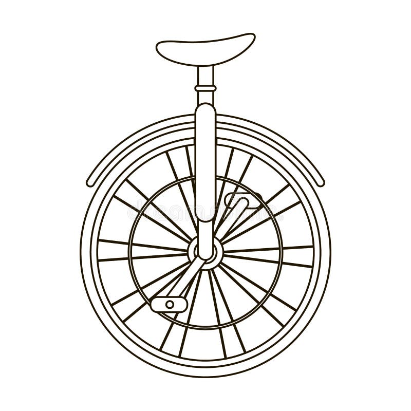 Unicycle for the circus. Bicycle with one wheel for performances.Different Bicycle single icon in outline style vector symbol stock web illustration.