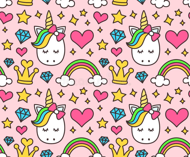 Unicórnio fofo, conceito de princesa, beleza de menina ilustração do vetor