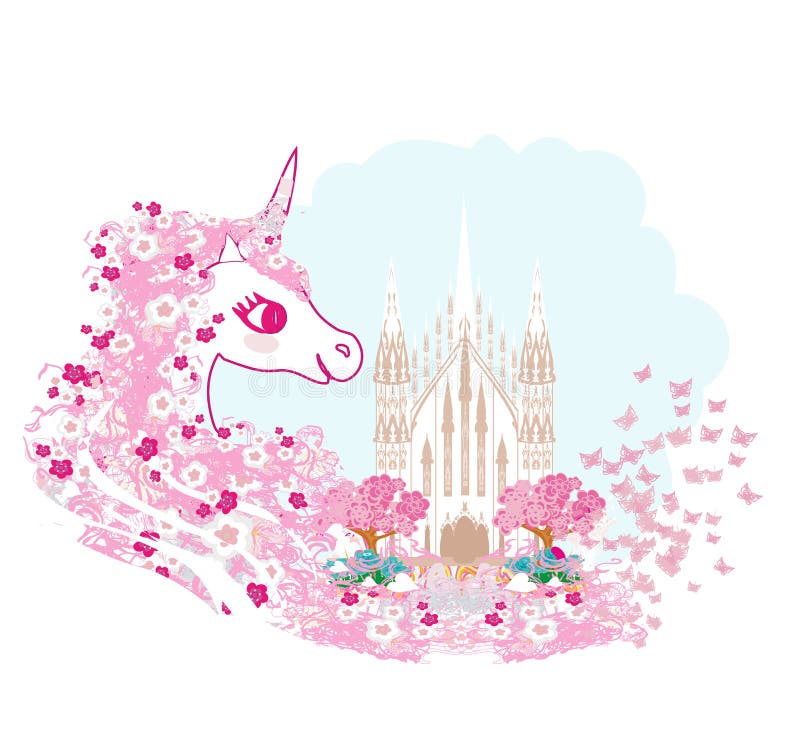 Unicórnio no fundo mágico ilustração do vetor Unicórnio no fundo mágico ilustração do vetor