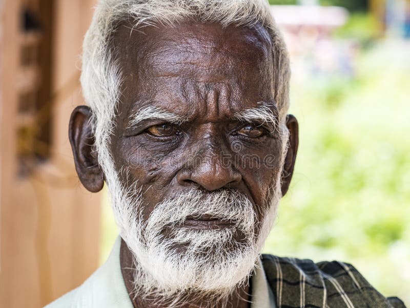 An Unidentifed Old Senior Indian Poor Man Portrait with a Dark Brown  Wrinkled Face and White Hair and a White Beard, Looks Serious Editorial  Photography - Image of local, emotional: 140200957