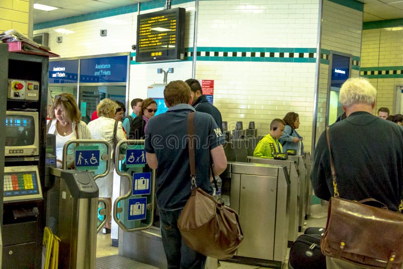 Unidentified people at the underground station Russell Square. London, UK royalty free stock image Unidentified people at the underground station Russell Square. London, UK royalty free stock image