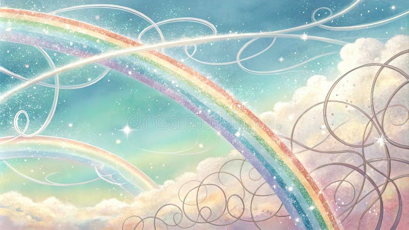 Uniform background, several thin rounded lines run across the background, with loops,t royalty free illustration