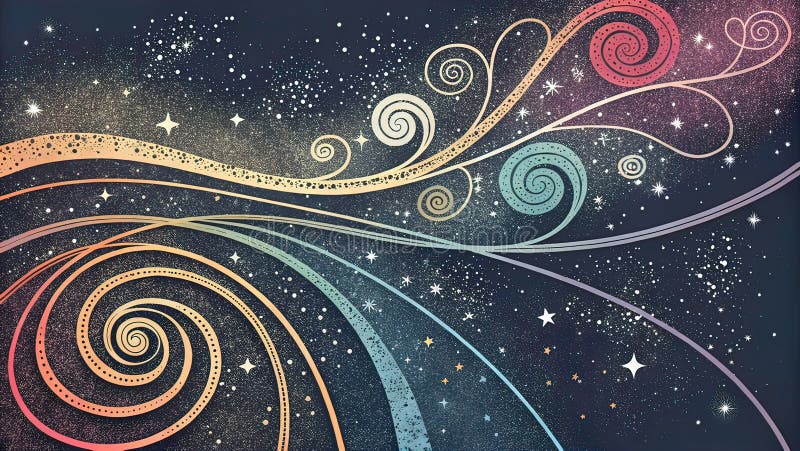 Uniform background, several thin rounded lines run across the background, with loops,t royalty free illustration