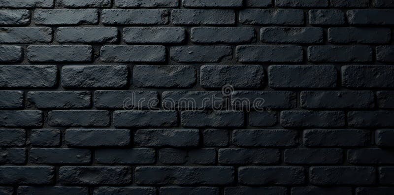 Uniform, flawless black brick wall; no visible mortar , dark wall, solid color, photography stock illustration