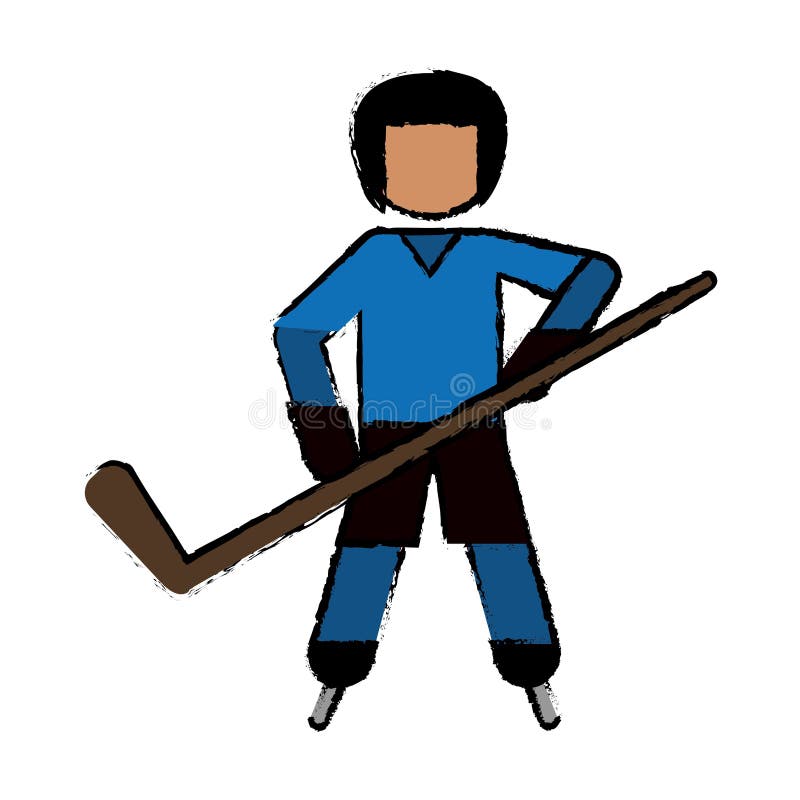 Uniforme pattinante del blu del giocatore di hockey del carattere del disegno royalty illustrazione gratis Uniforme pattinante del blu del giocatore di hockey del carattere del disegno royalty illustrazione gratis