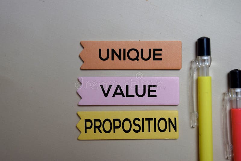 Unique Value Proposition - UVP text on sticky notes isolated on office desk. Unique Value Proposition - UVP text on sticky notes isolated on office desk