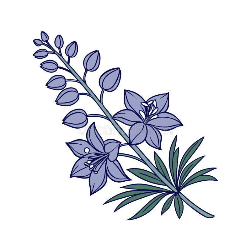 Unik överkant i larkspur-illustration i fet stil vektor illustrationer