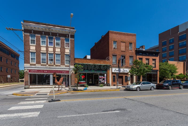 Unika historiska byggnader i i stadens centrum historiskt, York, Pennsylvan arkivbilder