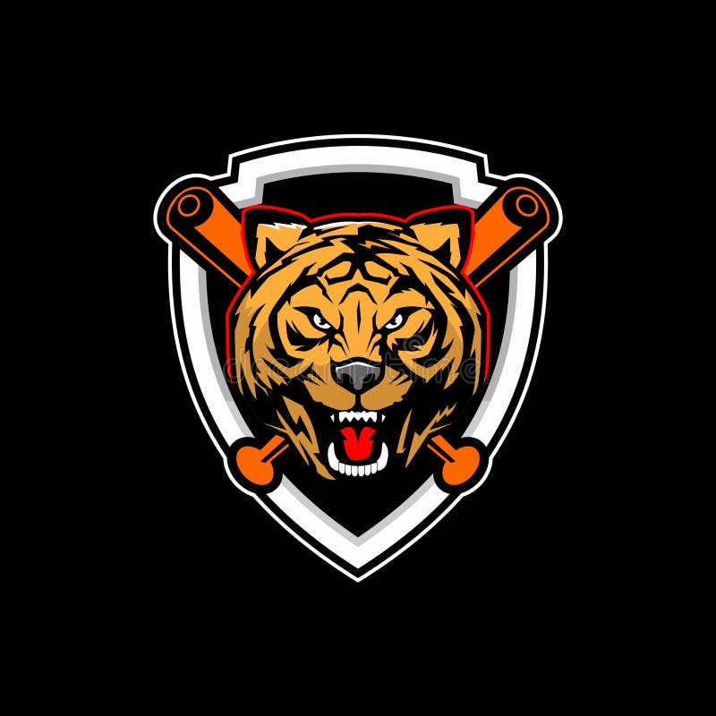 Unikalny tygrys głowy wektor dla baseballa klubu odznaki logo szablonu royalty ilustracja