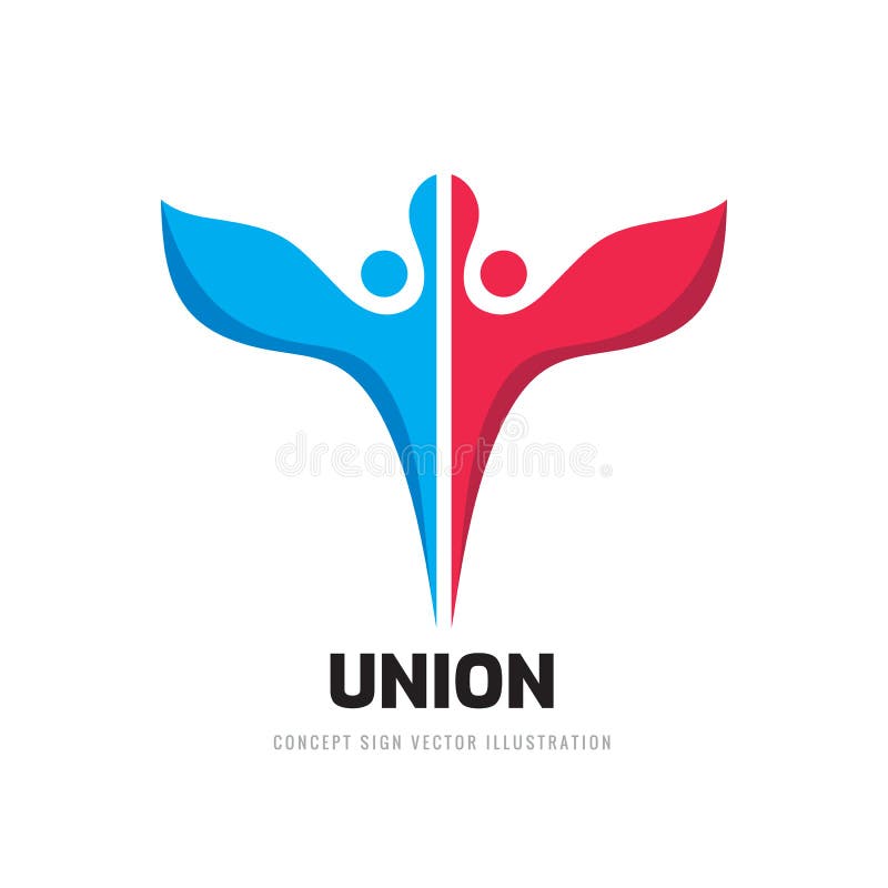 Union concept business logo template vector illustration. Friendship creative sign. Two angel with wings icon. Graphic design vector illustration Union concept business logo template vector illustration. Friendship creative sign. Two angel with wings icon. Graphic design vector illustration