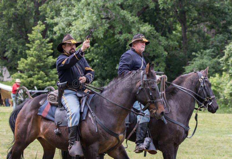 Union Scouts Open Fire royalty free stock photo Union Scouts Open Fire royalty free stock photo