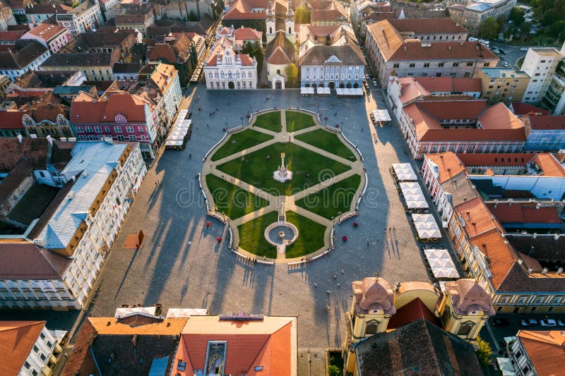 Union Square Timisoara at sunset with beautiful shadows royalty free stock photos Union Square Timisoara at sunset with beautiful shadows royalty free stock photos