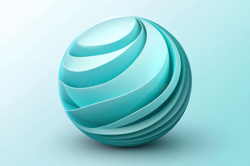 A unique abstract sphere with teal waves, minimalistic and futuristic against a gradient light blue Ai ganerated royalty free stock photos