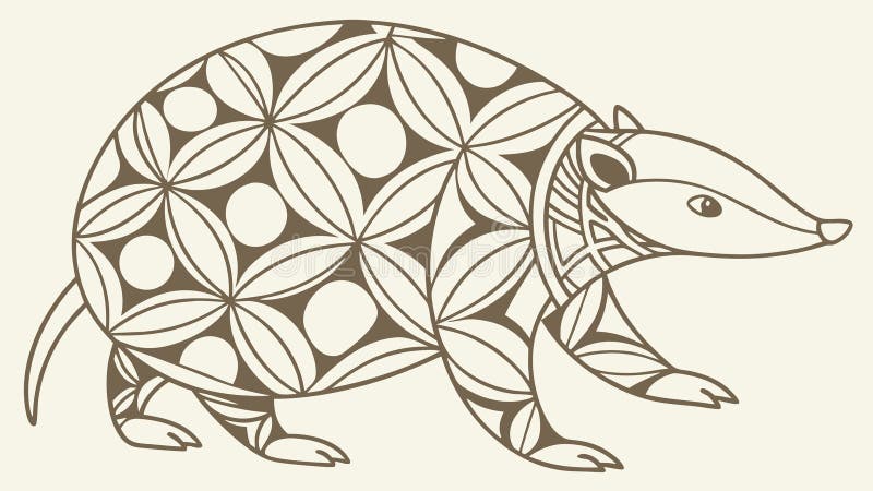 Unique Armadillo Geometric Pattern, Abstract Animal Art, vector design Generative AI royalty free illustration