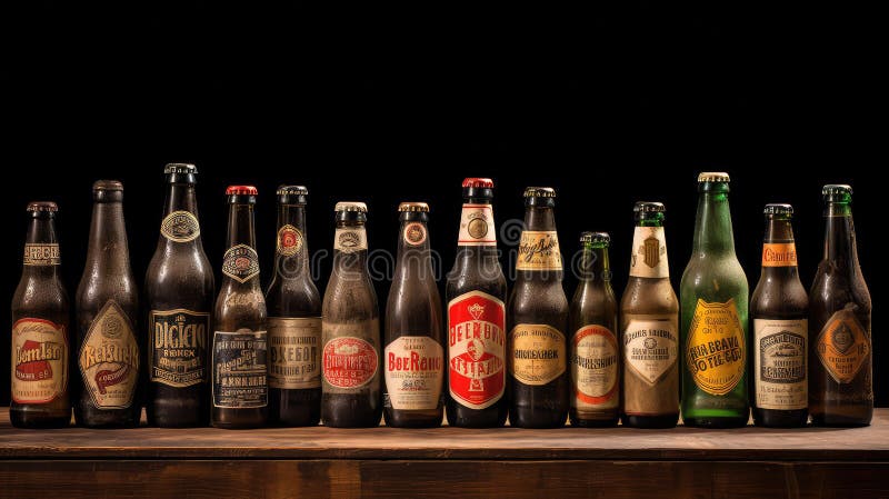 Unique bottles of beer stock illustration