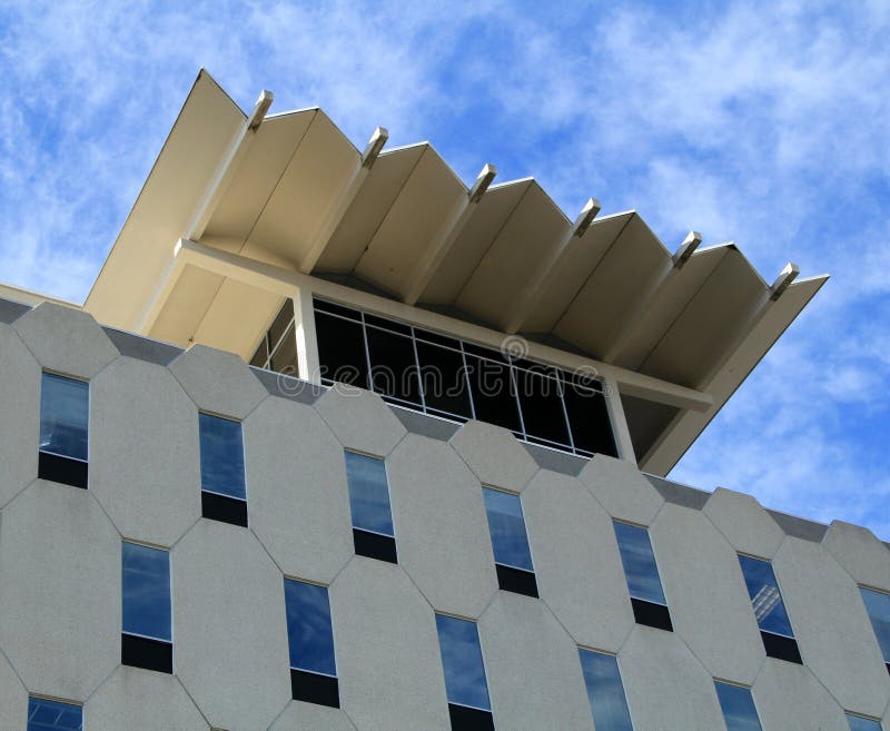 Unique building against a blue sky