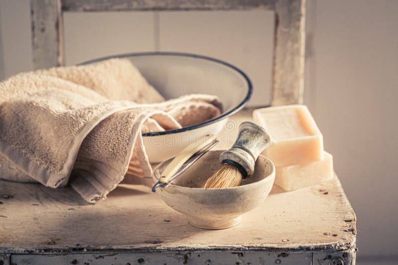 Unique and Classic Shave Set with Razor and Soap Stock Image Image of