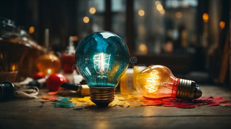 Concept creativ unic cu bec făcut din vopsea royalty free illustration