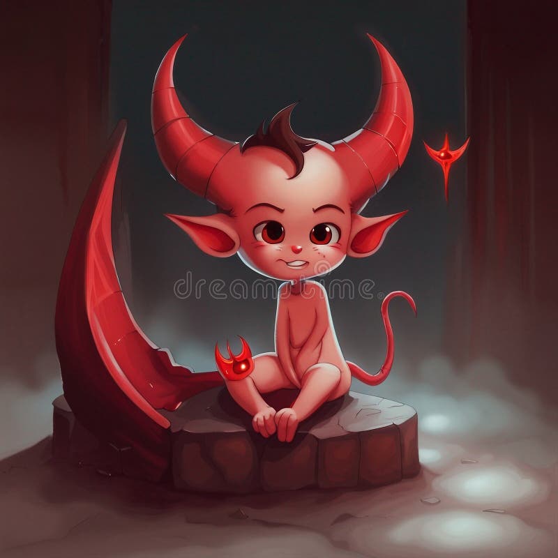 Cute little red devil stock illustration. Illustration of demon 3398970