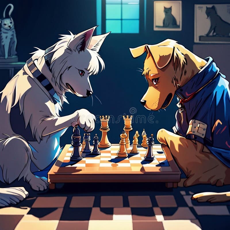 Merge Fun & Sophistication- Dogs Playing Chess Live Wallpaper - free  download