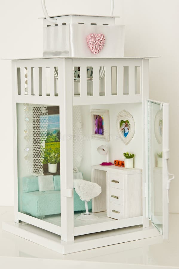 Miniature Of A Child Bedroom In A Lantern Stock Photo