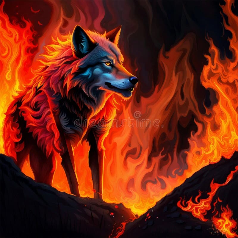 Wolf Flaming Stock Illustrations 101 Wolf Flaming Stock Illustrations