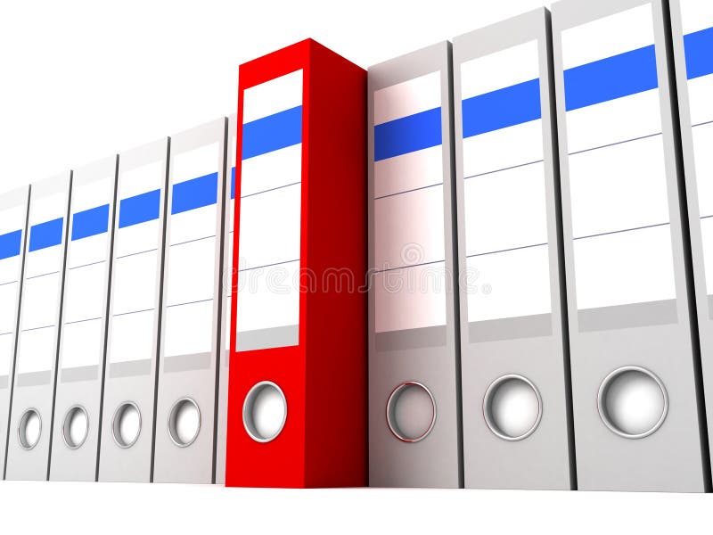 Unique Red Office Folder in Row of Gray Others Stock Illustration