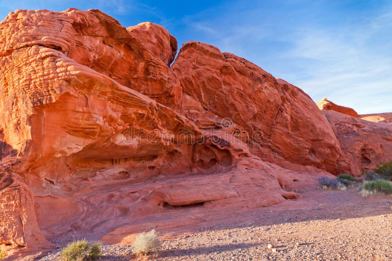 The unique red sandstone rock formations in Valley of Fire State