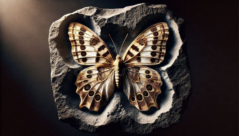 This unique stock photo presents an abstract and detailed view of a fossil butterfly skeleton vector illustration