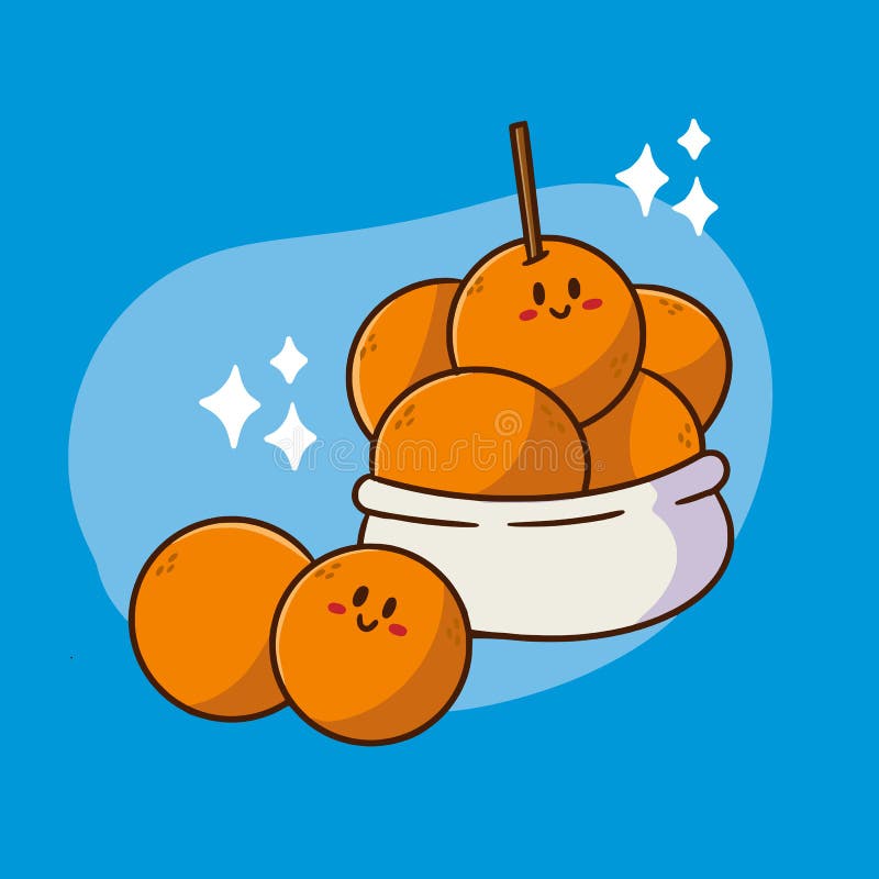 Unique tahu bulat yummy snack collection doodle vector illustration. Bulat vectors