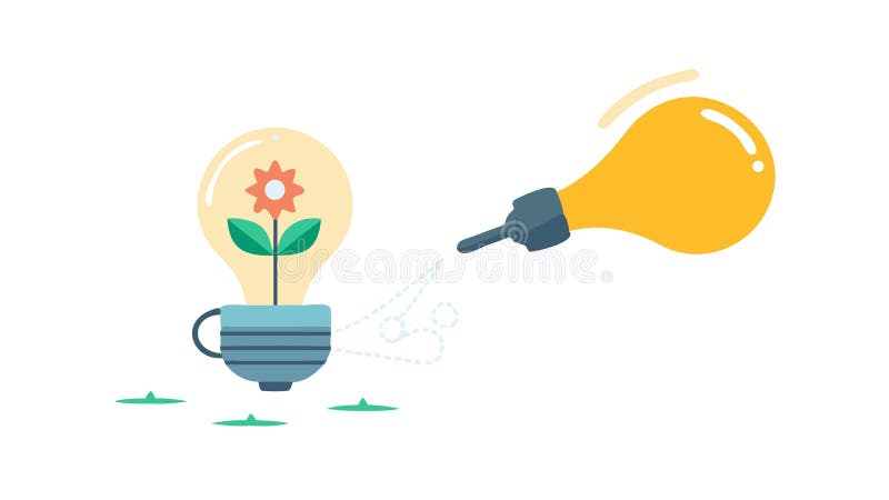 Lightbulb Connected to Pipe, Innovative Solutions Flow, vector design Generative AI stock illustration