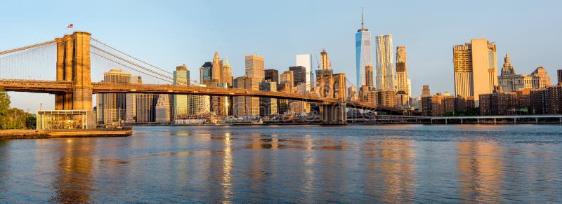 Unique View of New York City from Brooklyn Bridge Stock Photo - Image ...