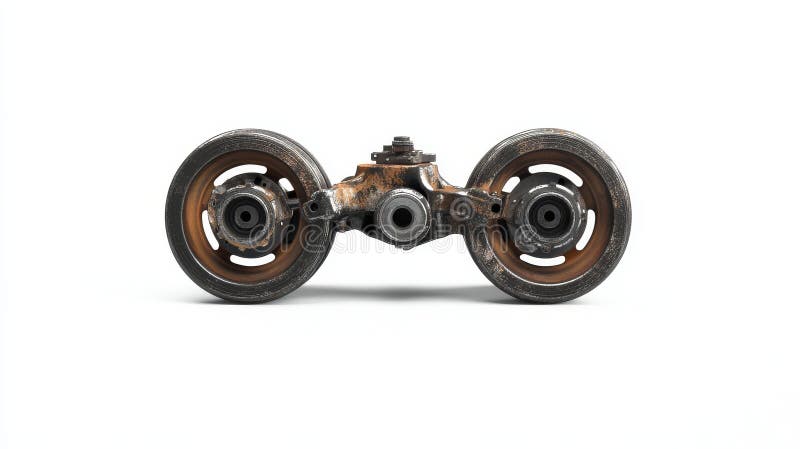 A uniquely designed mechanical component with two wheels. This image showcases industrial design and functionality in a modern royalty free stock photos