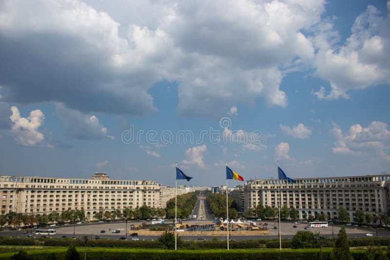 Unirii Boulevard and Constitutiei Square. Editorial Photo Image of