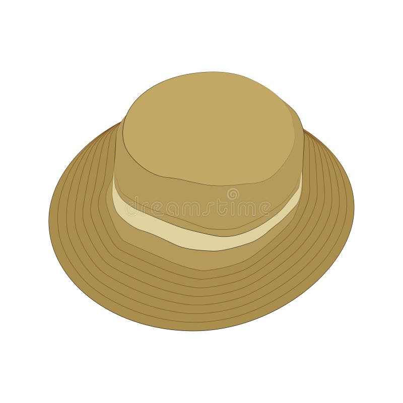 Unisex sommarhatt. Platt designikon för flickstrattor isolerad på vit stock illustrationer