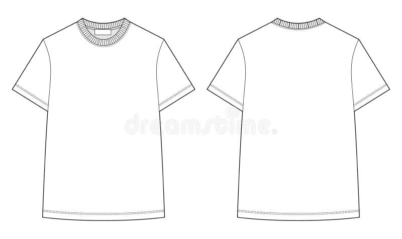 Unisex T Shirt Technical Sketch. Apparel T-shirt Design Template Stock ...