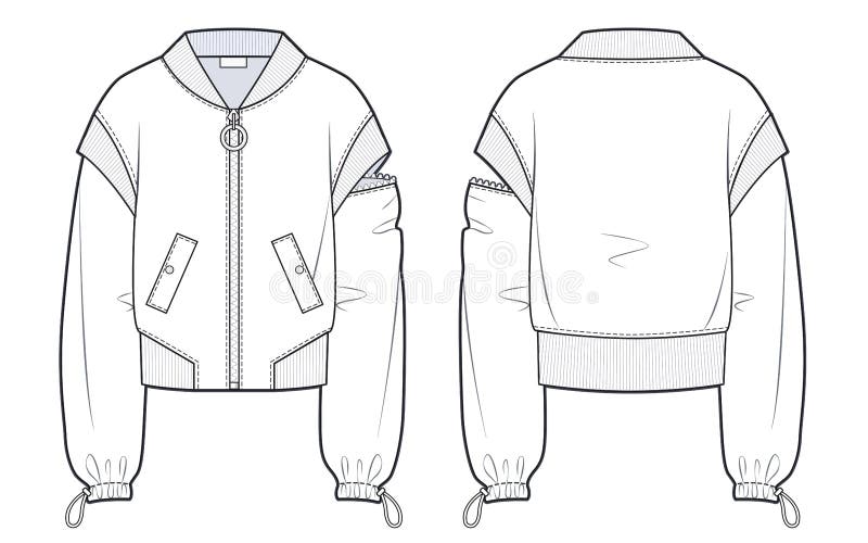 Unisex Transformer Bomber Jacket Fashion Flat Technical Drawing ...