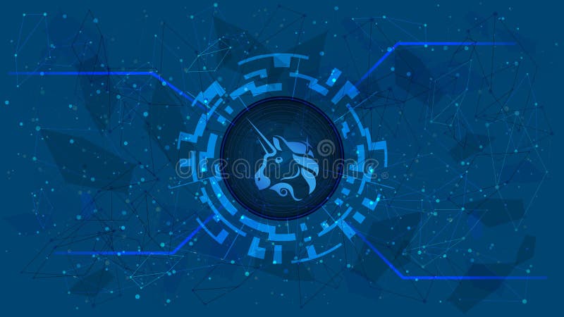 Uniswap Uni Token Symbol Of The Defi Project In A Digital Circle With A Cryptocurrency Theme On A Blue Background Stock Vector Illustration Of Bitcoin Future 197376818