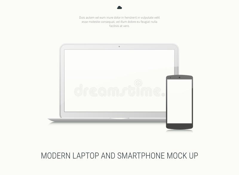 Unitate de procesare a notebook-ului gol și a smartphone-urilor royalty free illustration