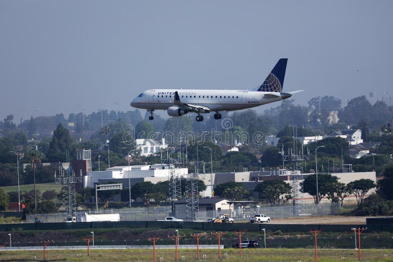 United Express airplane approaching Los Angeles Airport, LAX stock photos United Express airplane approaching Los Angeles Airport, LAX stock photos