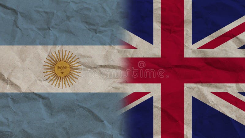 United Kingdom and Argentina Flags Together, Crumpled Paper Effect 3D ...