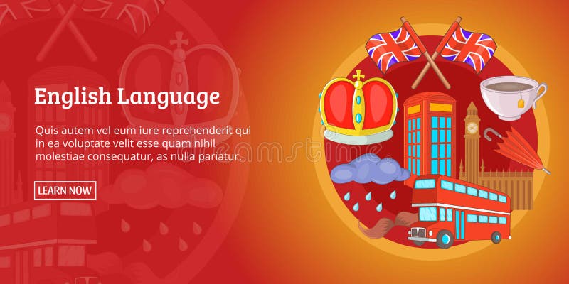 United kingdom banner horizontal, cartoon style vector illustration