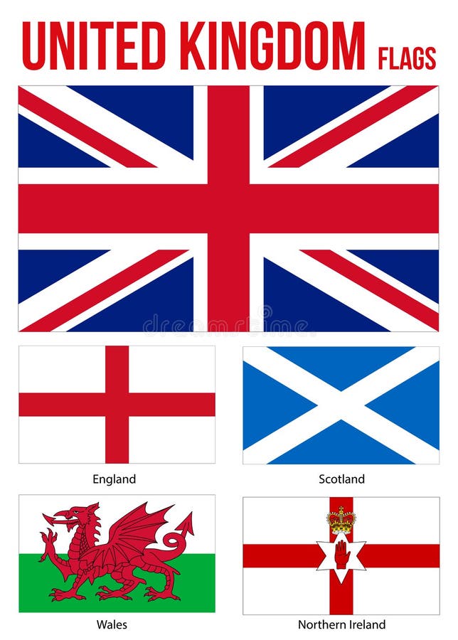 United Kingdom Countries Flags Collection. Flag of England, Northern ...
